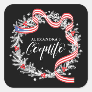 Carré Sticker Coquito Christmas Wreath