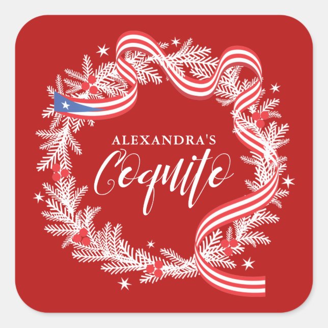 Carré Sticker Coquito Christmas Wreath (Devant)