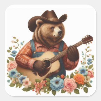 Carré Sticker Cottage Core Country Bear