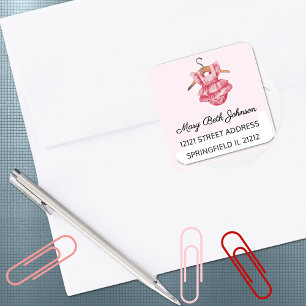 Carré Sticker d'adresse 1.5 in pour Baby shower fille
