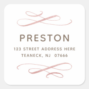 Carré Sticker d'adresse Calligraphic Blush Swils