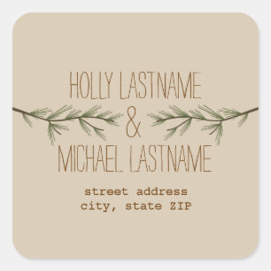 Carré Sticker d'adresse des branches à feuillage persist