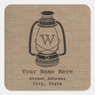 Carré Sticker d'adresse monogramme inspirée par Burlap