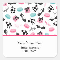 Sticker d'adresse pour Macarons & Poodles français
