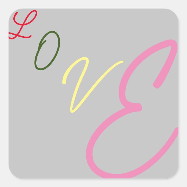 Carré Sticker d'amour typographique (Devant)