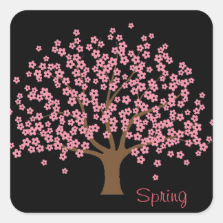 Carré Sticker d'arbre de fleurs de printemps