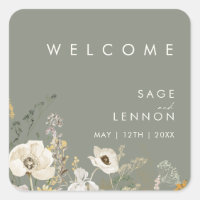 Sticker de bienvenue pour Mariage de Fleur sauvage