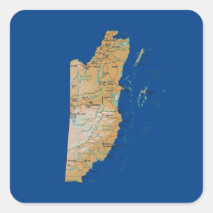 Carré Sticker de carte Belize