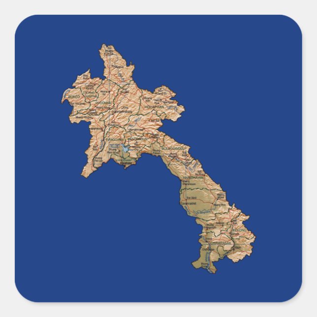 Carré Sticker de carte du Laos (Devant)