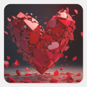 Carré Sticker de coeur brisé généré par l'IA