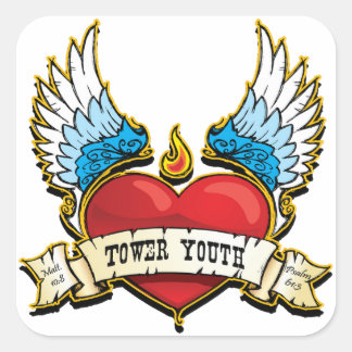 Carré Sticker de coeur pour les jeunes de la tour carrée