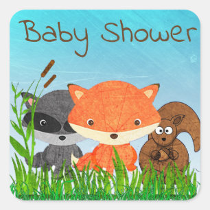 Carré Sticker de créature pour animaux de baby shower