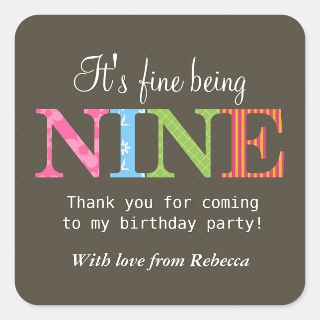 Carré Sticker de fête d'anniversaire à neuf modèles (Devant)