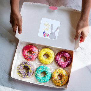 Carré Sticker de lapin de Pâques coloré