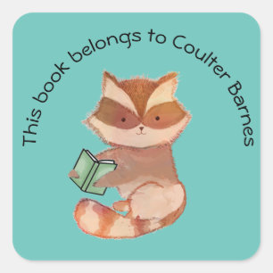 Carré Sticker de livre de jote Raccoon pour garçons