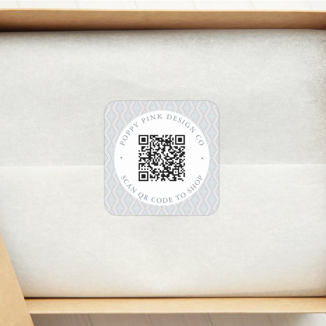 Carré Sticker de magasin moderne élégant personnalisé QR (Créateur téléchargé)