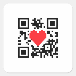 Carré Sticker de message d'amour du coeur du code QR