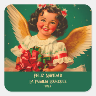 Carré Sticker de Noël Angel "Feliz Navidad"