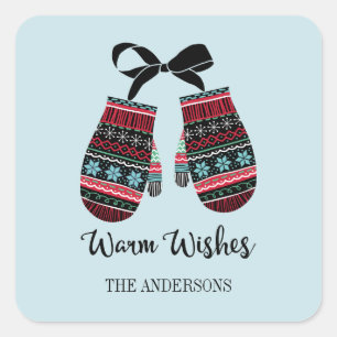 Carré Sticker de Noël de Holiday Mittens
