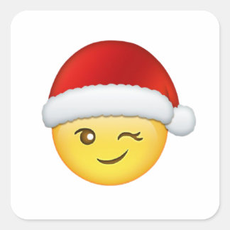 Carré sticker de Noël Emoji heureux