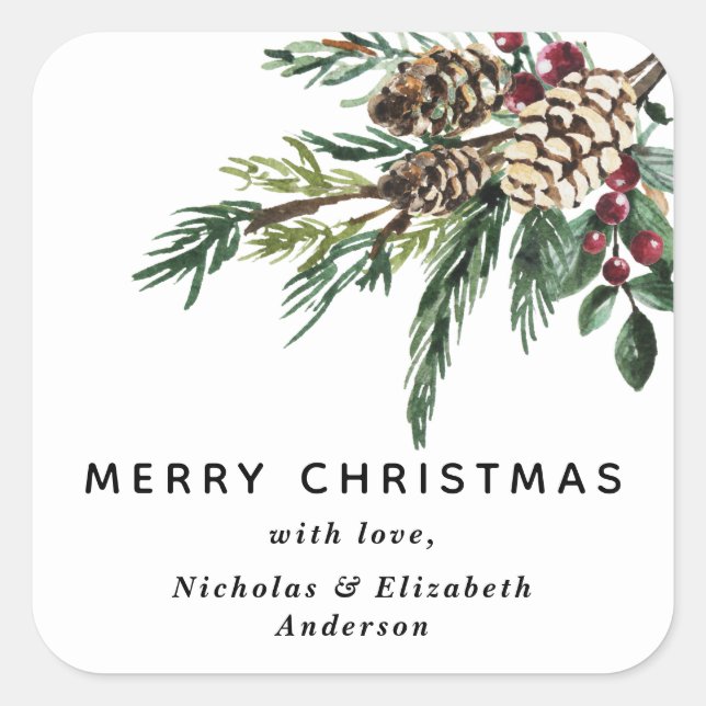 Carré Sticker de Noël Holly d'hiver (Devant)