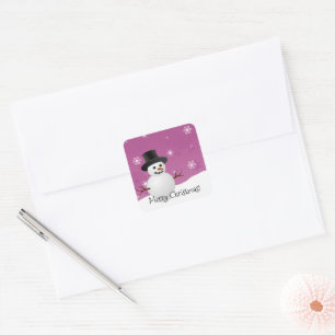 Carré Sticker de Noël Pink Snowman