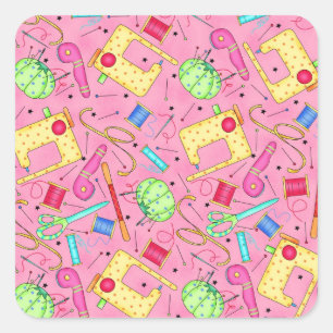 Carré Sticker de notes de couture rose
