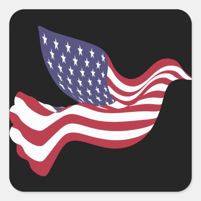 Carré Sticker de Peace Dove du drapeau américain (Devant)