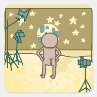 Carré Sticker de plaisanterie Fake Moon Landing
