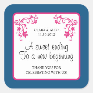 Carré Sticker de préférence de mariage floral