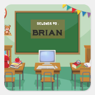 Carré Sticker de retour à l'école personnalisé