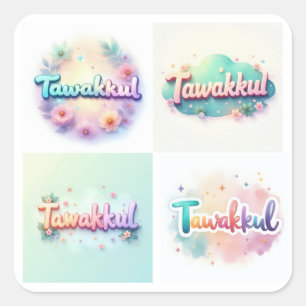 Carré Sticker de style Tawakkul Pastel Kawaii - Mot isla