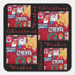 Carré Sticker de voeux de Noël dorés
