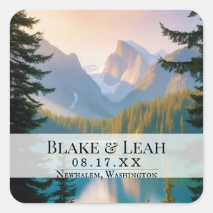 Carré Sticker d'événement Date Mariage personnalisable M
