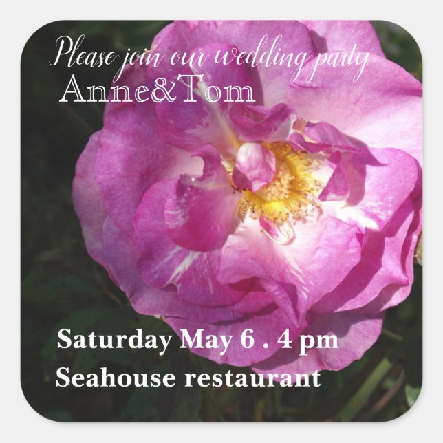 Carré Sticker d'invitation de la fête de mariage (Devant)