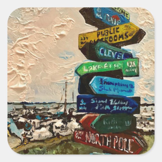 Carré Sticker "Direction Marker on Kelley's Island" (Devant)