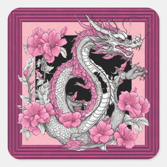Carré Sticker Dragon Fleur (Devant)