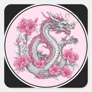 Carré Sticker Dragon Fleur