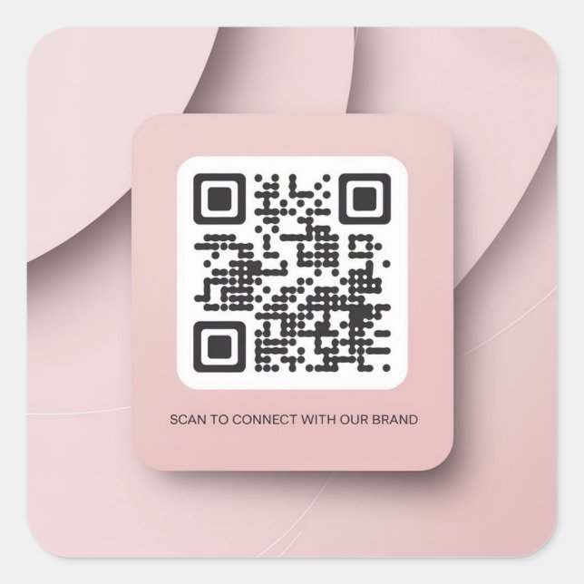 Carré Sticker élégant de code QR rose pour les entrepris (Devant)
