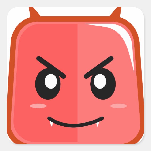 Carré Sticker Emoji Devil Red Angry Face (Devant)