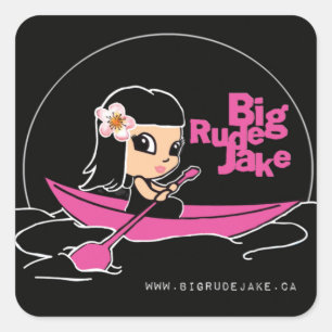 Carré Sticker en canoë rose Gros Rude Jake
