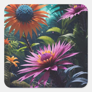 Carré Sticker en fleurs cosmiques