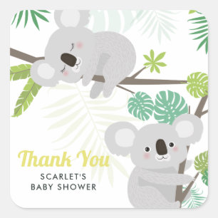 Carré Sticker en Merci de Baby shower Tropical Aloha Koa
