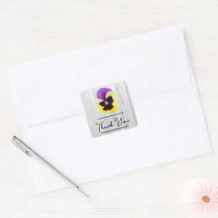Carré Sticker en Merci violet et jaune rustique