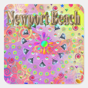 Carré Sticker en or Lucky de Newport Beach