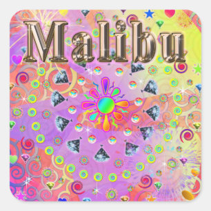 Carré Sticker en or Malibu Lucky
