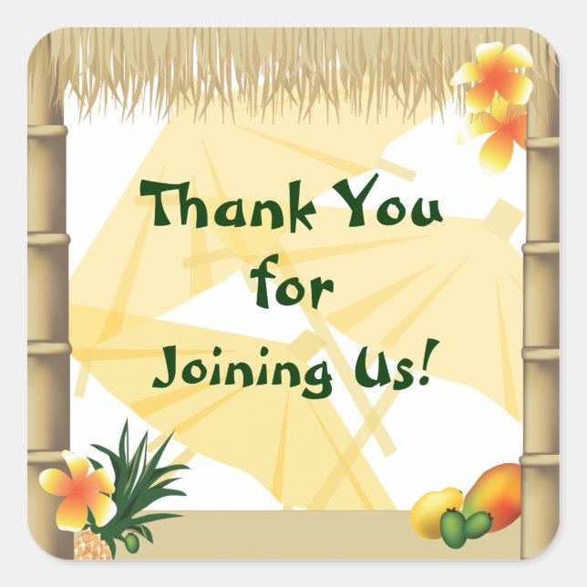 Carré Sticker favori du parti Hawaiian Luau (Devant)