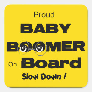 Carré Sticker Fière Baby Boomer À Bord