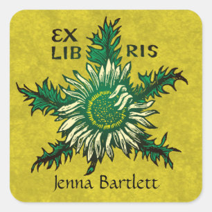 Carré Sticker Floral Ex Libris