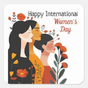 Carré Sticker Floral Happy International Women's Day
